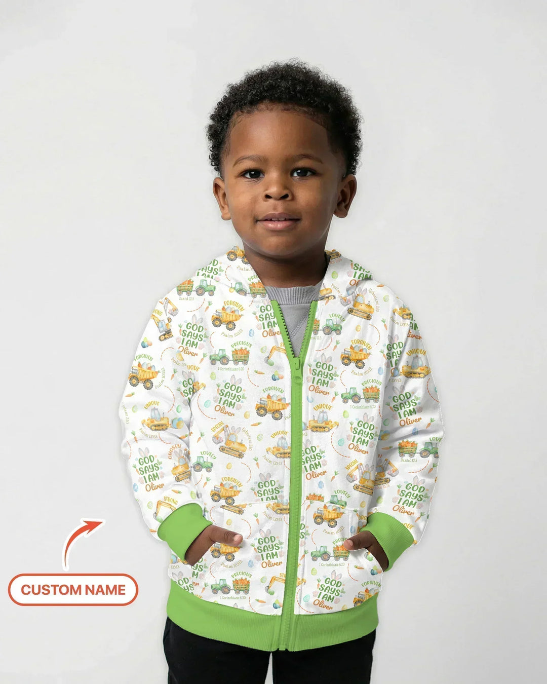 Happy Easter God Says I Am Custom Name Bamboo Zip Hoodie