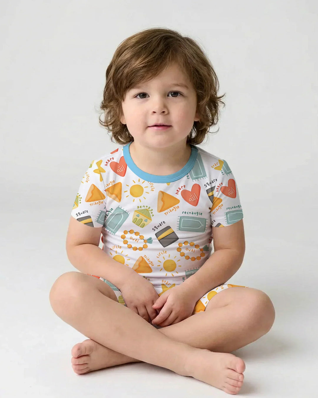 Islamic Shapes Bamboo Two Piece Short Sleeve Shorts Pajama Set
