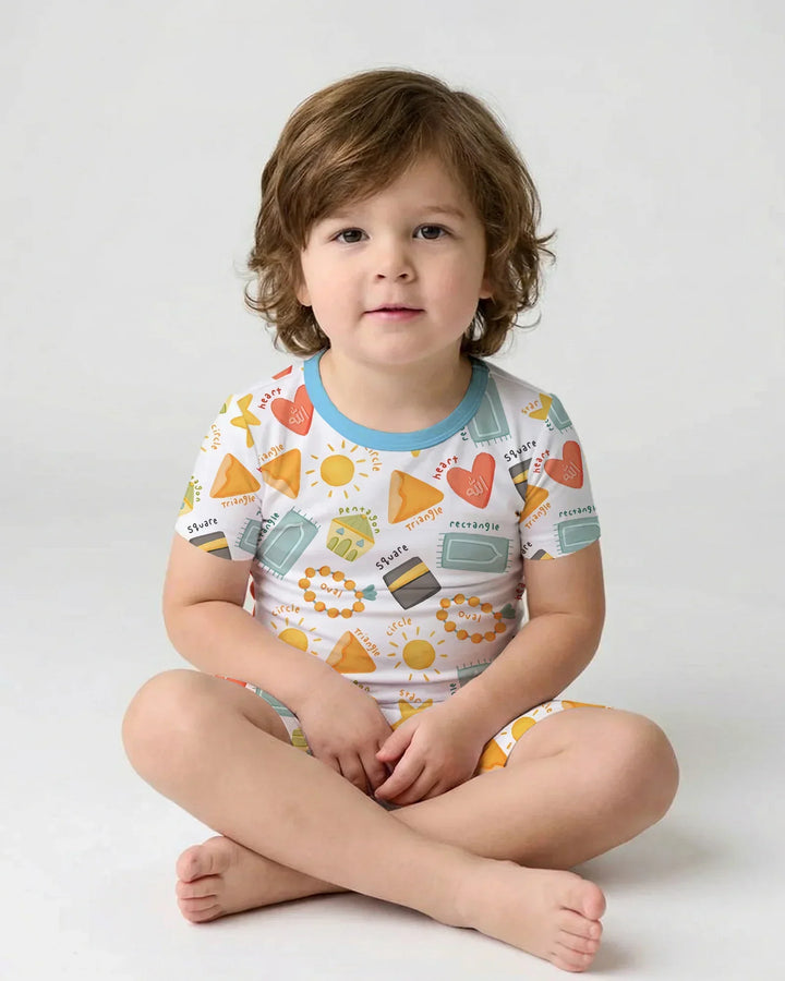 Islamic Shapes Bamboo Two Piece Short Sleeve Shorts Pajama Set