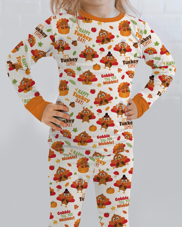 Happy Turkey Day Bamboo Two Piece Long Sleeve Pajama Set