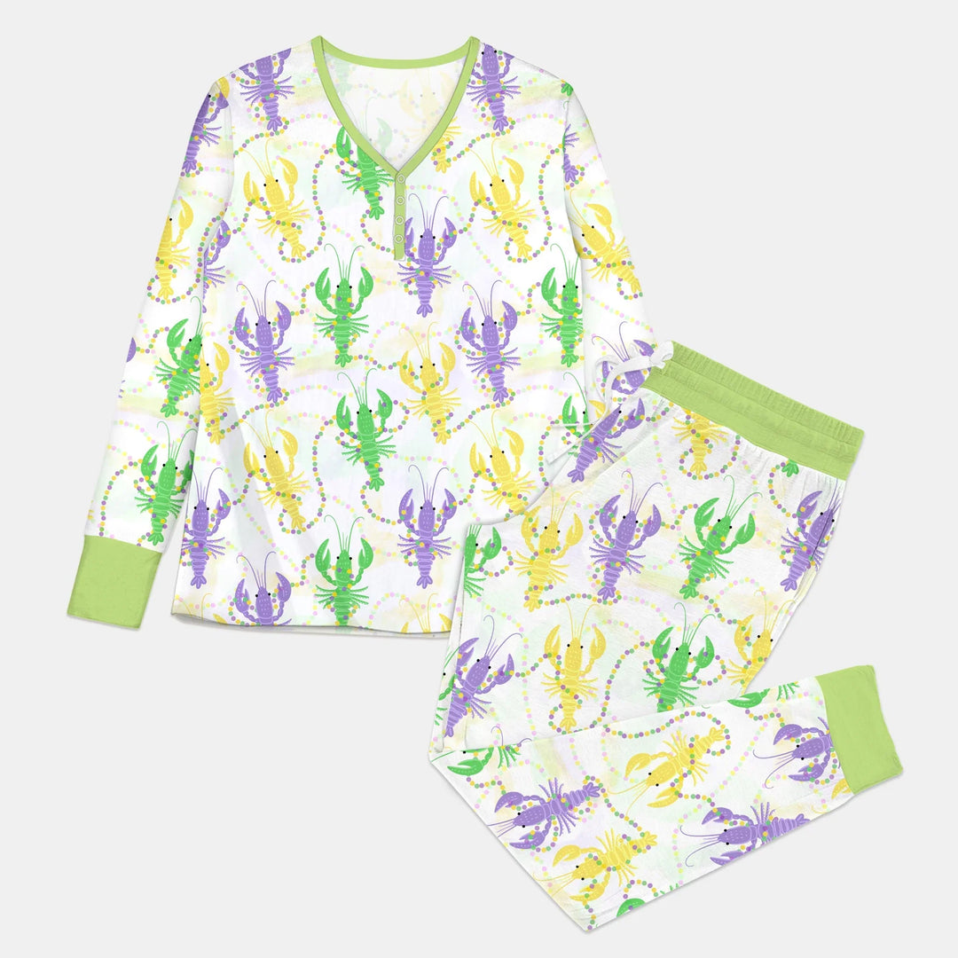 Mardi Gras Crawfish Family Matching Bamboo Women Pajama Set