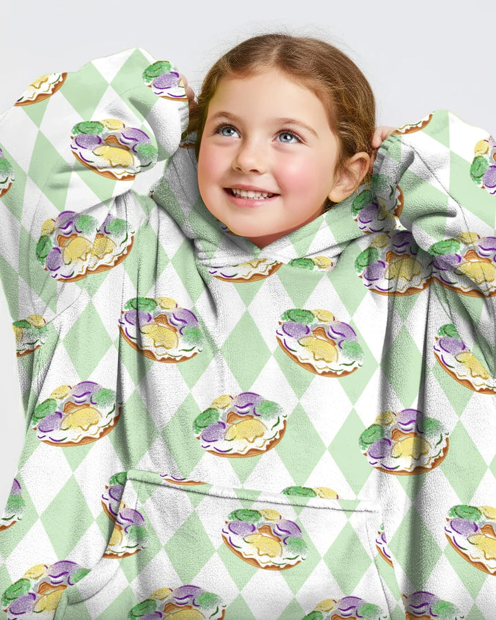 Mardi Gras Donut Wearable Bamboo Blanket Hoodie