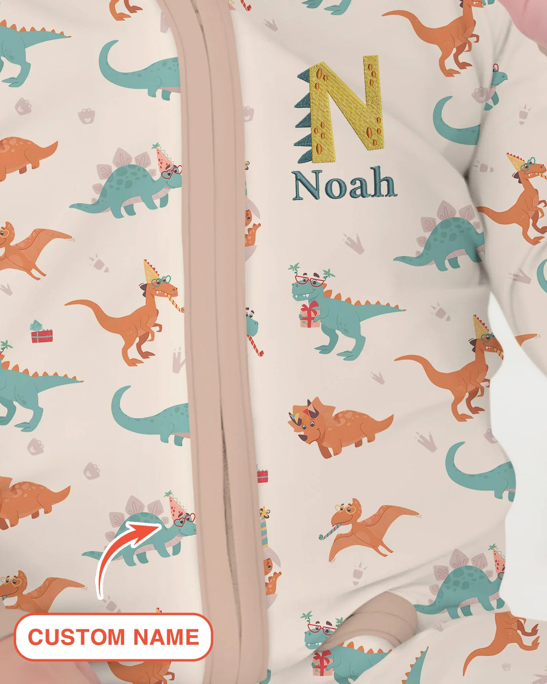 Custom Embroidered Name Dinosaurs Bamboo Convertible Zippy