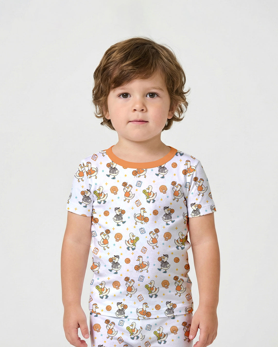 Silly Goose Playing Basketball Bamboo Two Piece Short Sleeve Shorts Pajama Set
