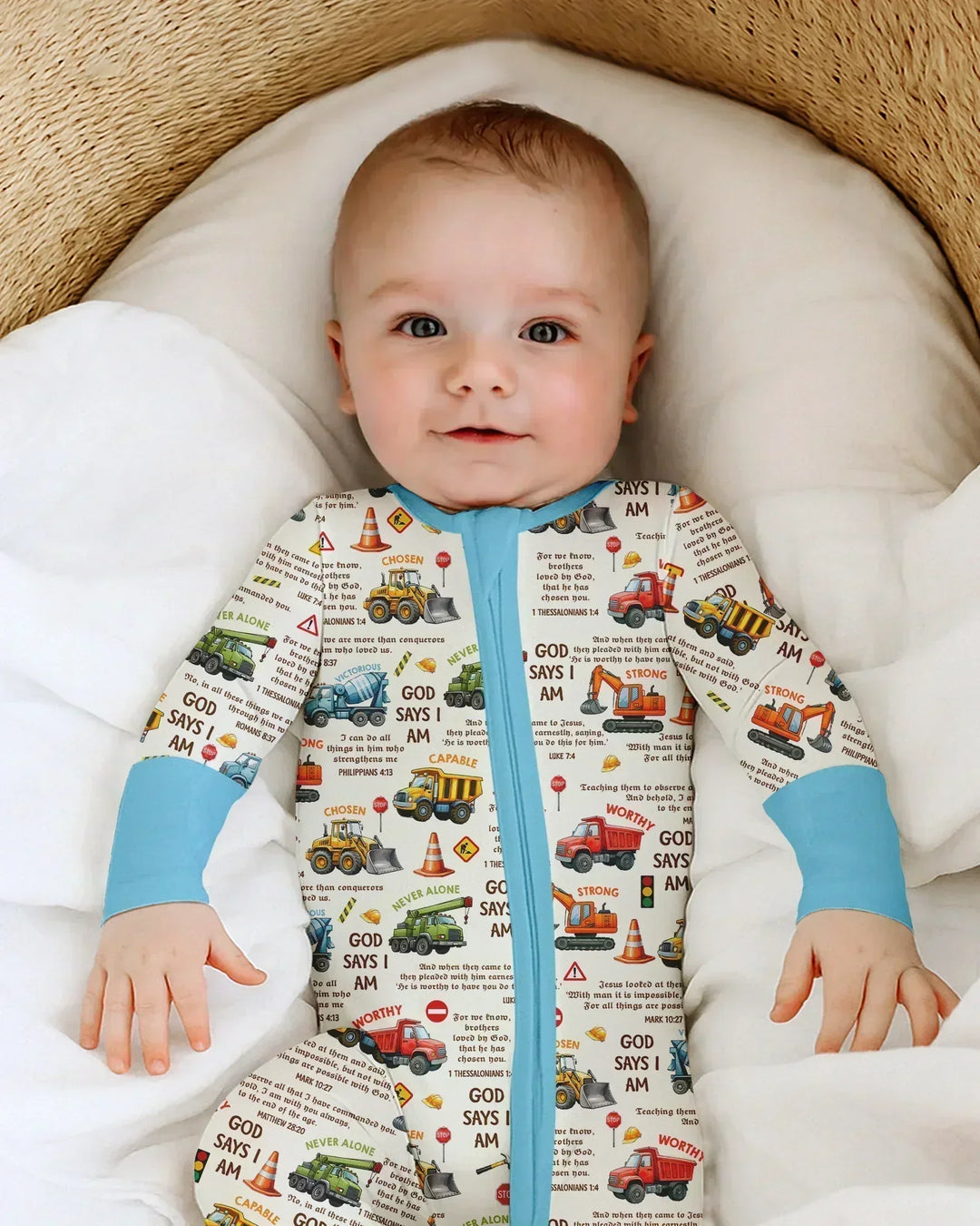 Bible Verse Construction Trucks Bamboo Convertible Zippy