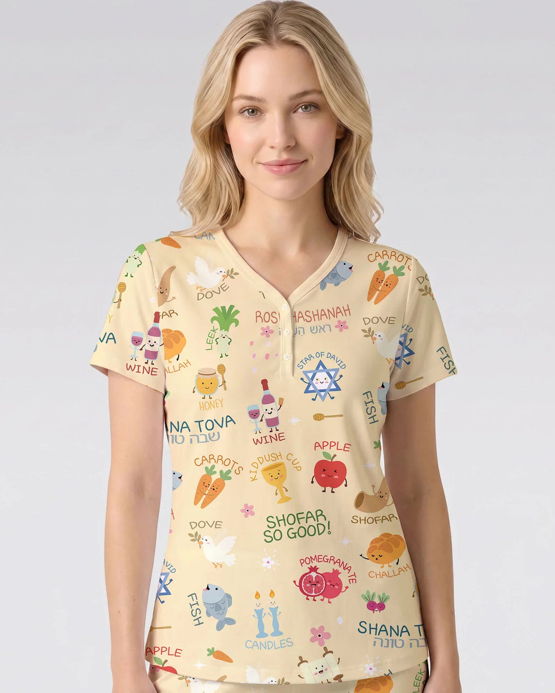Family Rosh Hashanah Matching Bamboo Women Short Sleeve Short Pajama Set