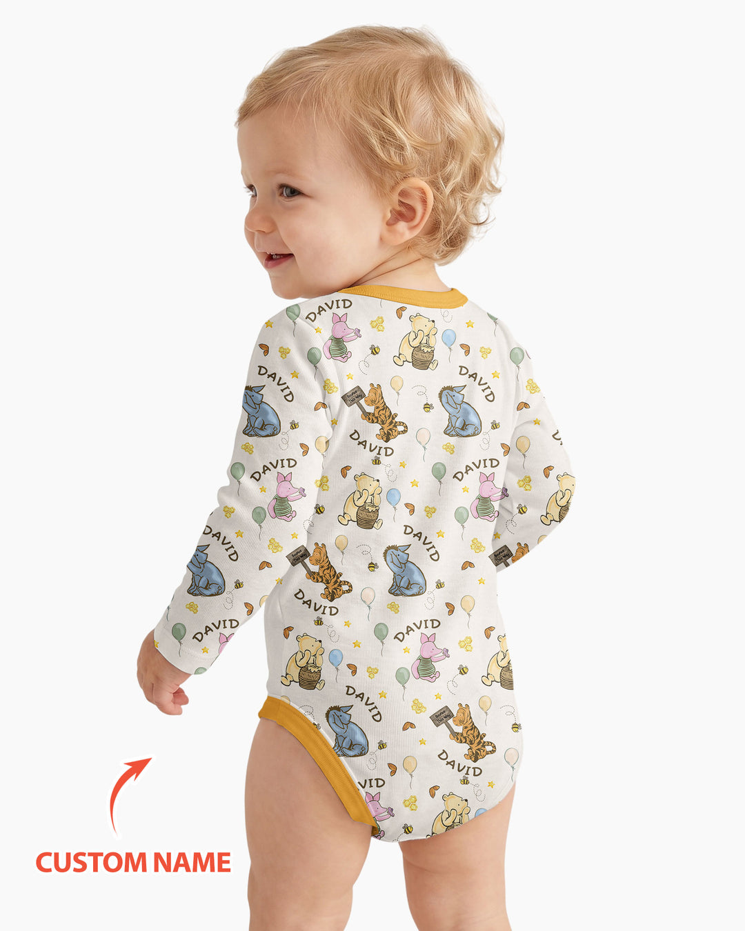 Little Things, Big Love Classic Bear Custom Name Bamboo Bodysuit