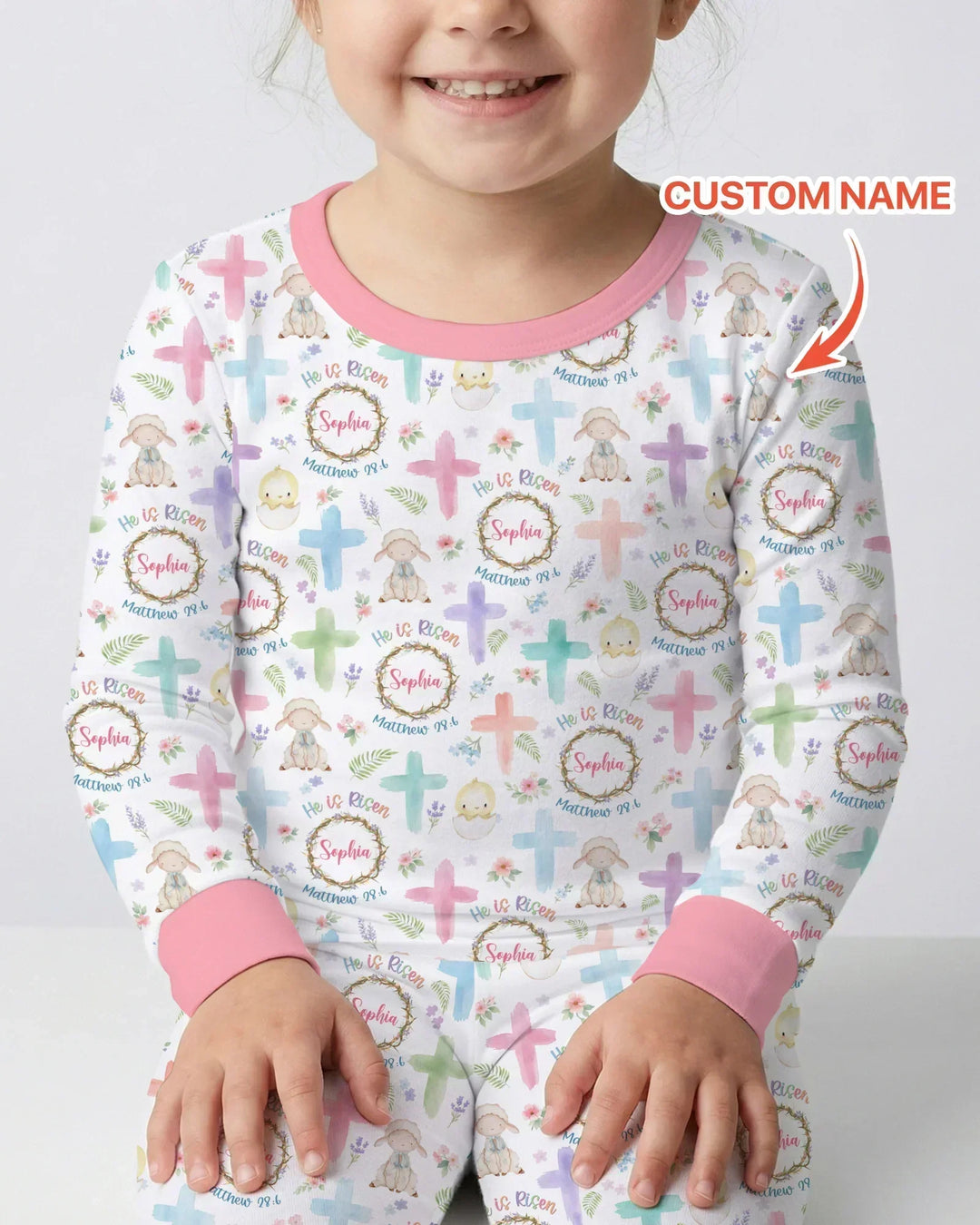 He Is Risen Personalized Template Bamboo Two Piece Long Sleeve Pajama Set