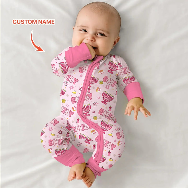 Custom name My First Hanukkah 2025 Bamboo Convertible Zippy