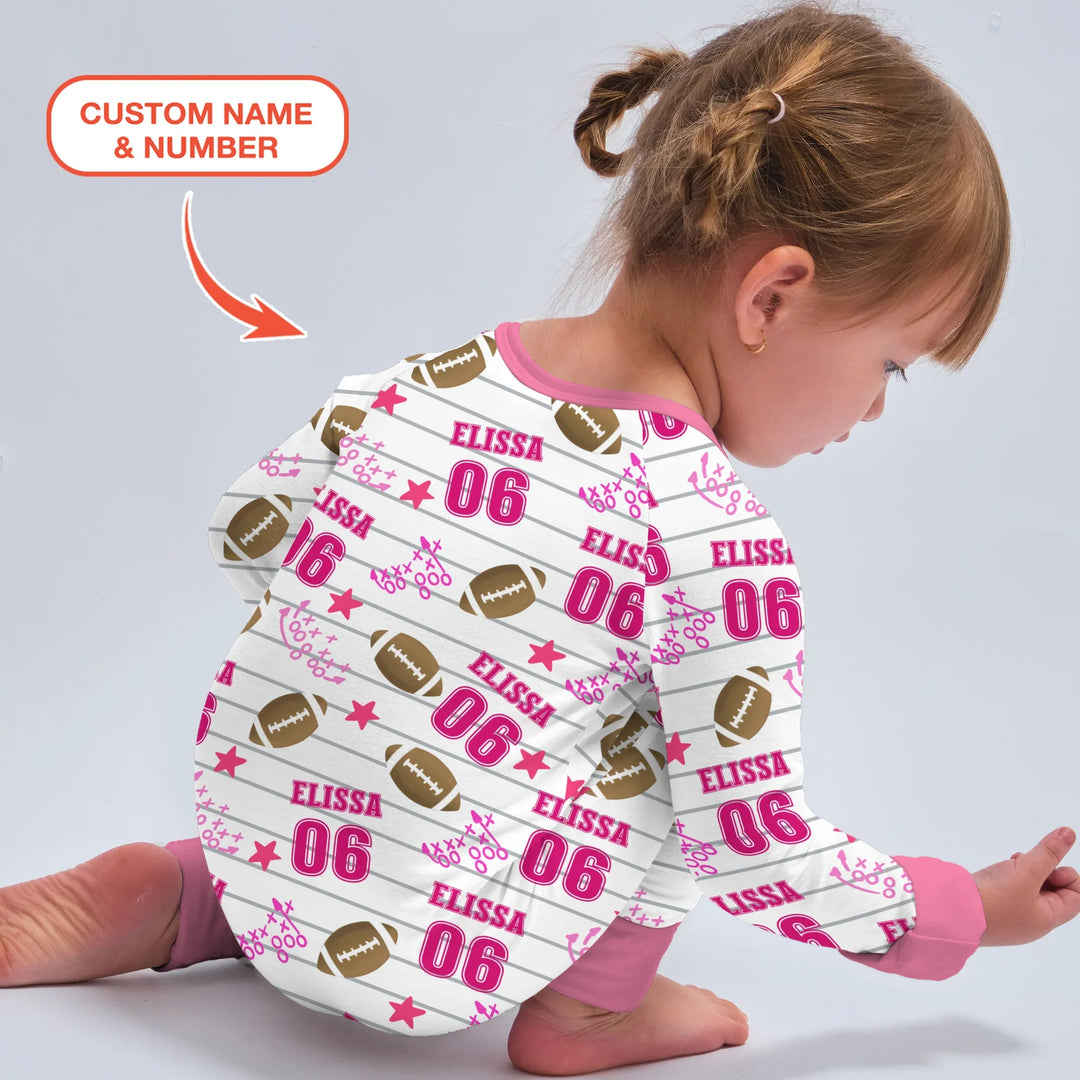 Custom Name Football Time Pink Bamboo Convertible Zippy