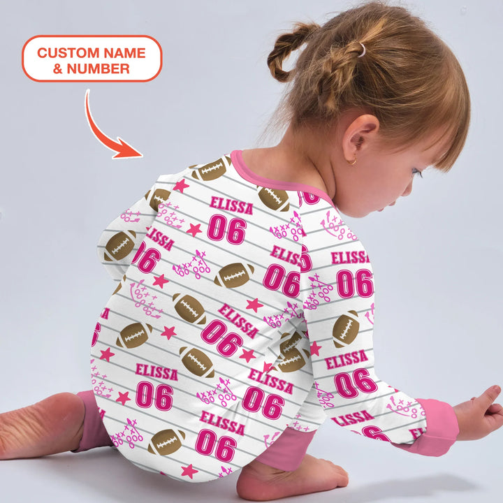 Custom Name Football Time Pink Bamboo Convertible Zippy