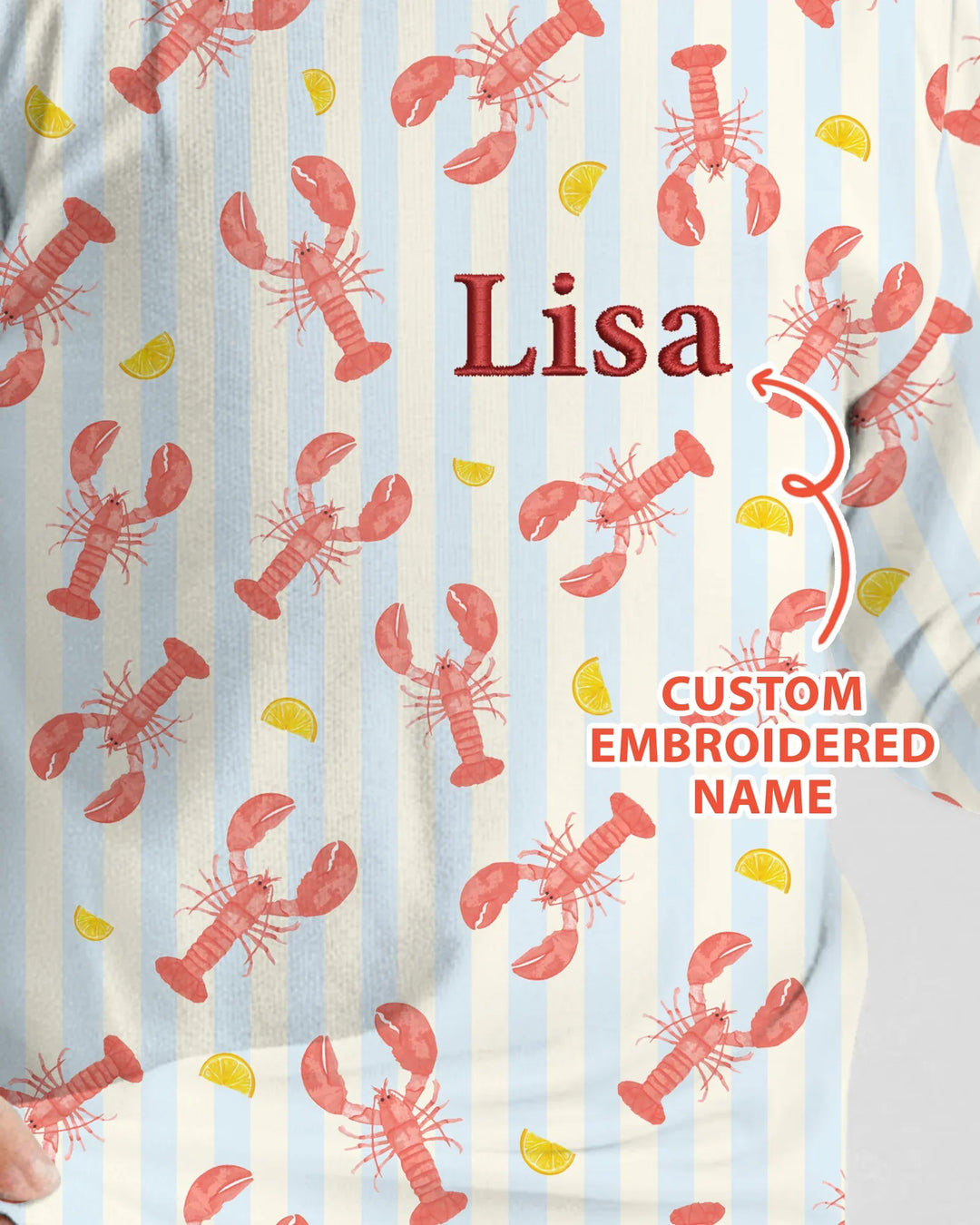 Personalized Embroidered Crawfish Summer Baby Bamboo Two Piece Long Sleeve Pajama Set