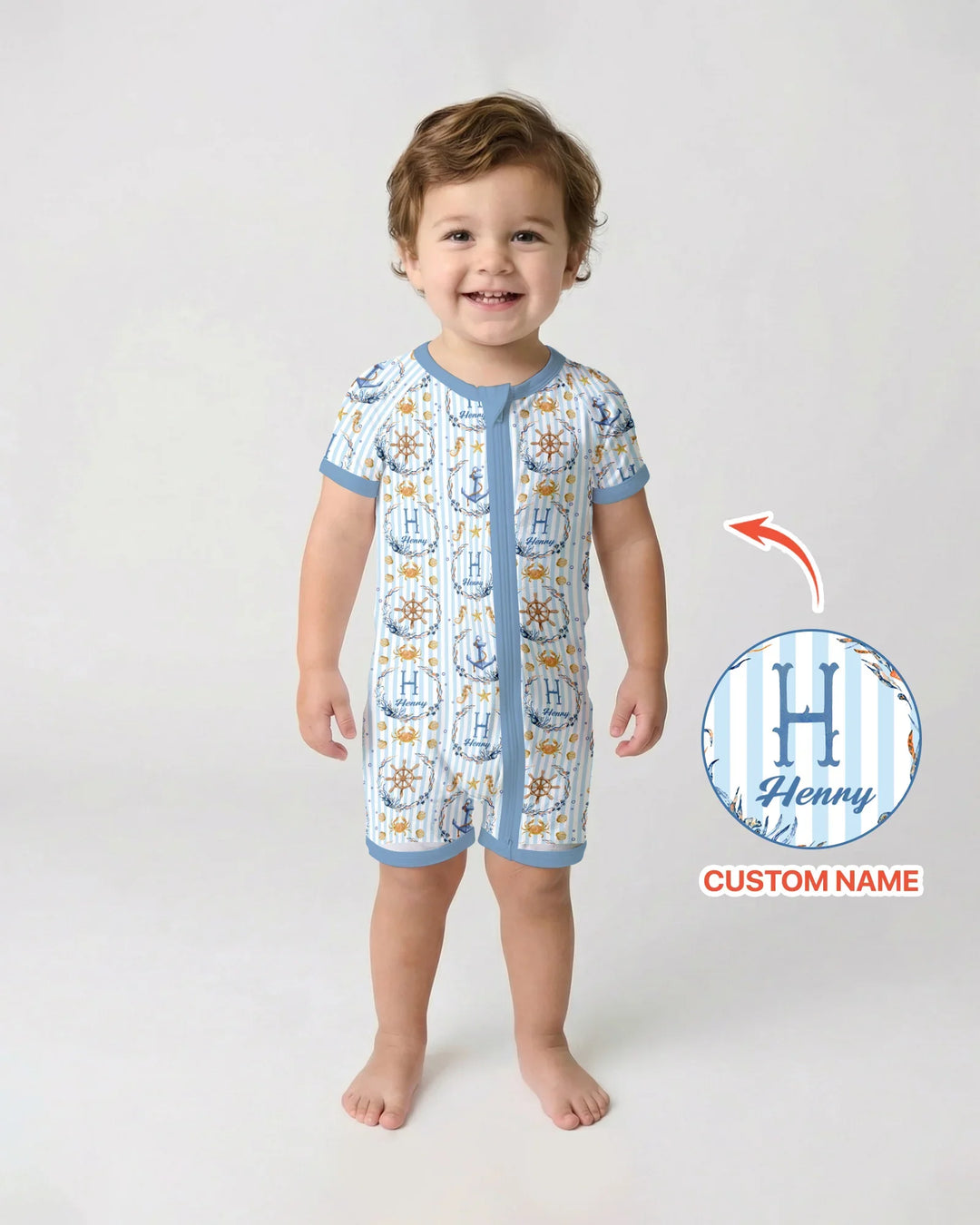 Bon Voyage Custom Name Bamboo Shorty Zippy