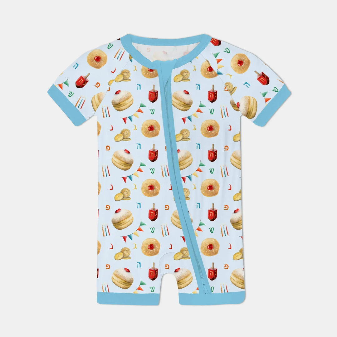 Hanukkah Donuts Shorty Zippy , Hanukkah Donuts Shorty Zippy - 0-3M / Blue