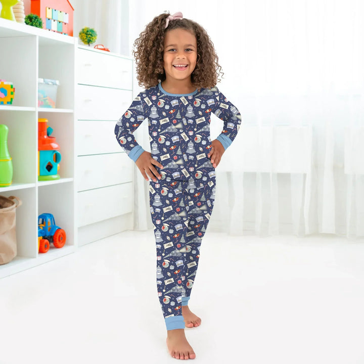 Christmas Train Bamboo Two Piece Long Sleeve Pajama Set