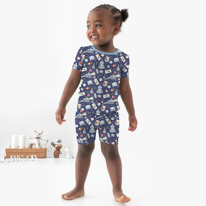 Christmas Train Bamboo Two Piece Short Sleeve Shorts Pajama Set