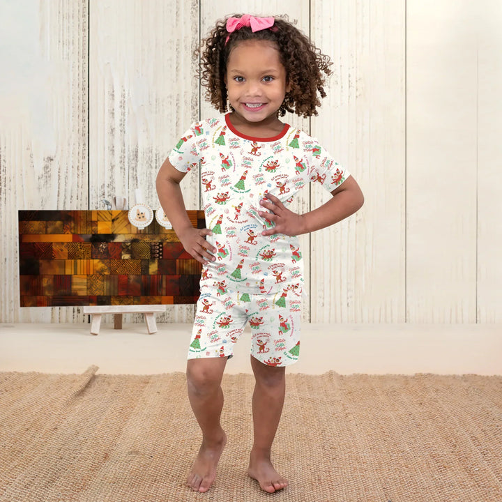 Christmas Elf Bamboo Two Piece Short Sleeve Shorts Pajama Set