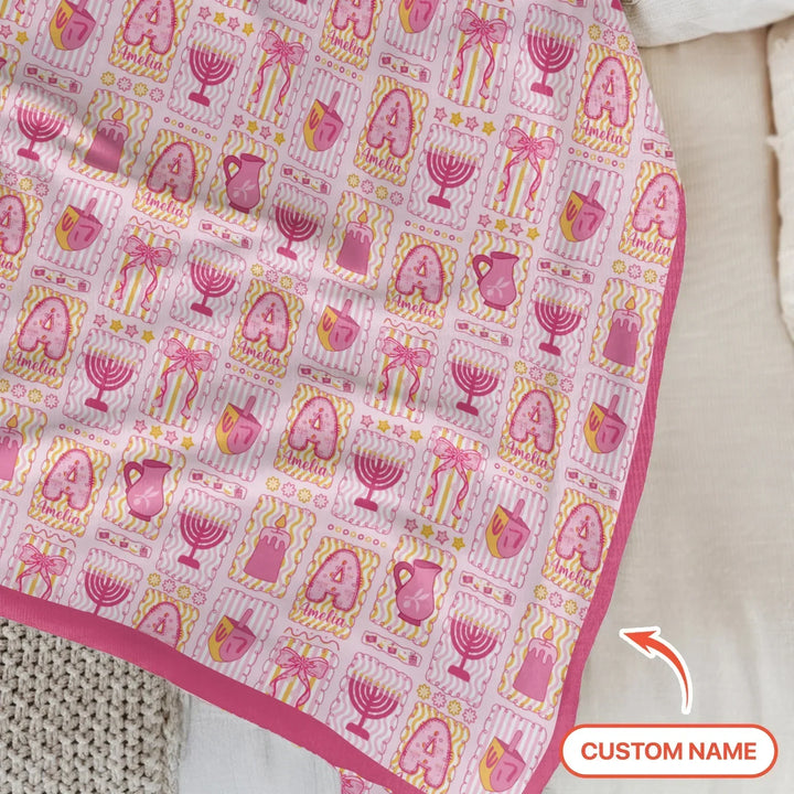Custom Name Hanukkah Wonderland Bamboo Blanket