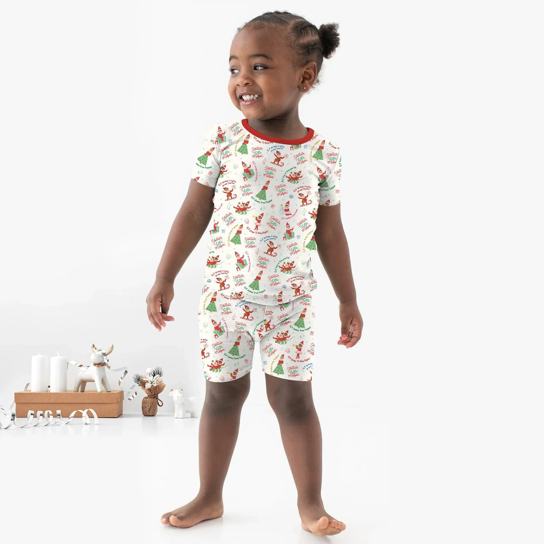 Christmas Elf Bamboo Two Piece Short Sleeve Shorts Pajama Set
