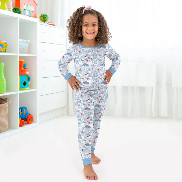 Christmas Train Bamboo Two Piece Long Sleeve Pajama Set