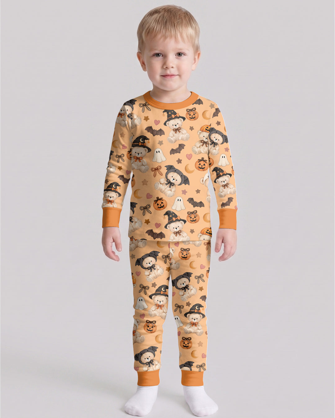 Cozy Coquette Teddy Bear Halloween Bamboo Two Piece Long Sleeve Pajama Set