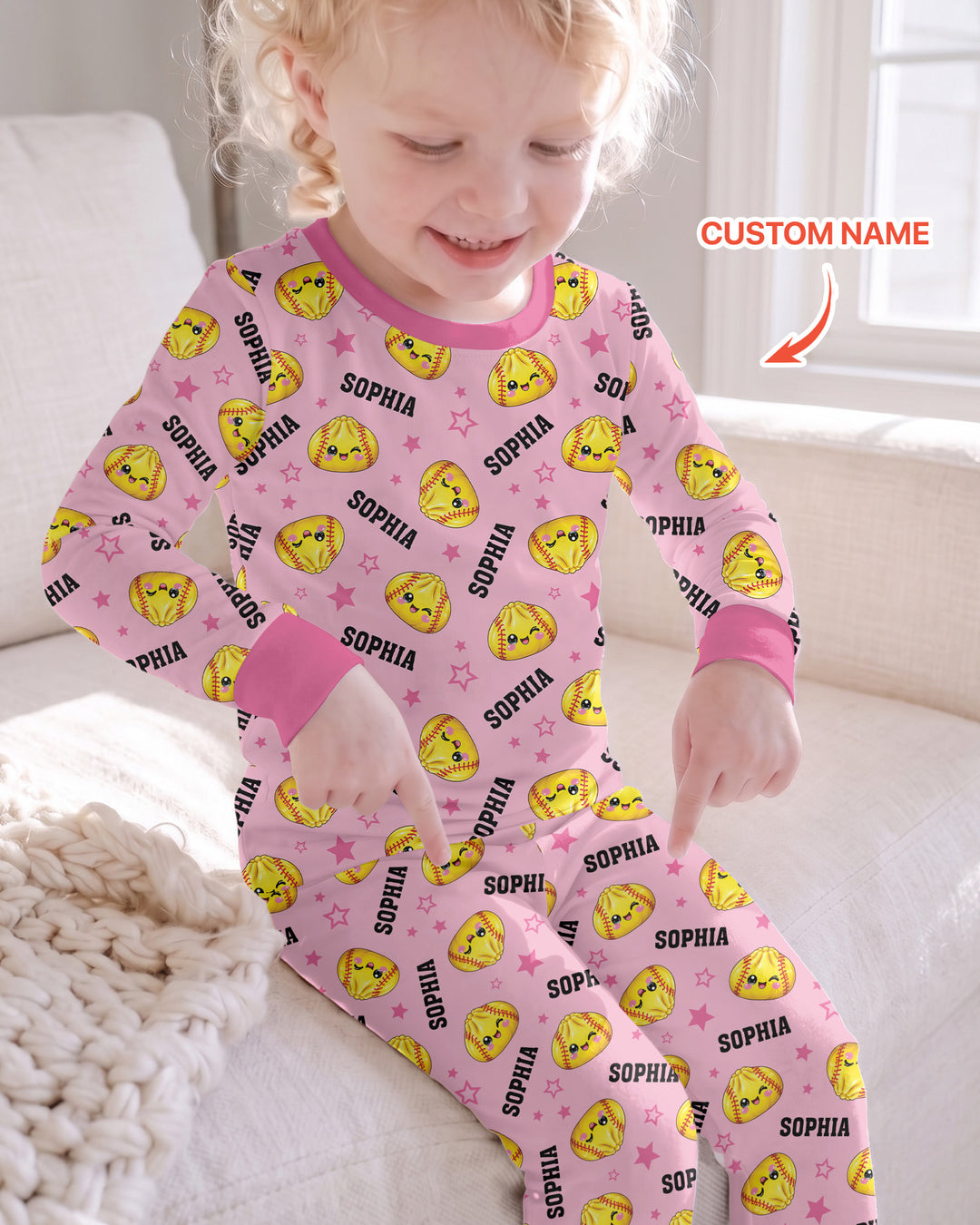 Personalized Sports Dumpling Custom Name Bamboo Two Piece Long Sleeve Pajama Set