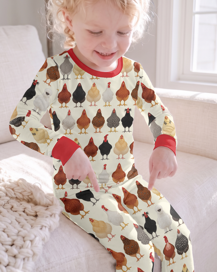 Cluckin' Cute Bamboo Two Piece Long Sleeve Pajama Set