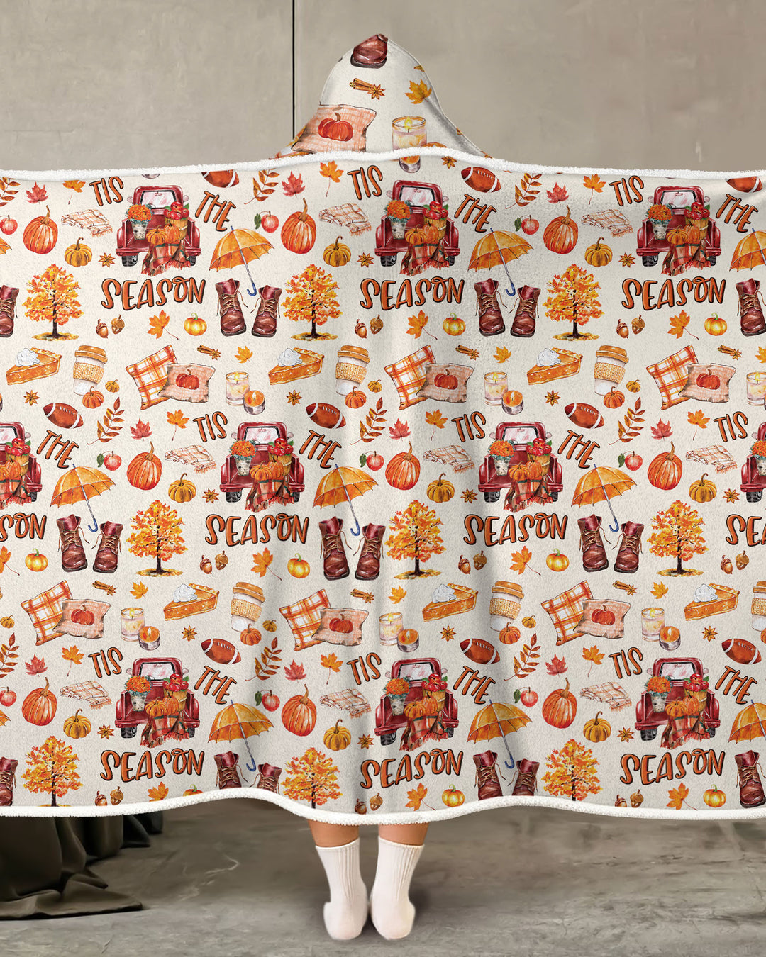 Fall Tis the Season Bamboo Wearable Hooded Blanket