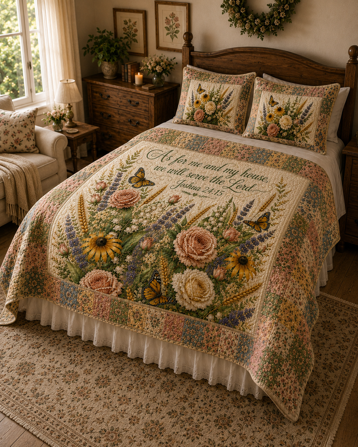 As For Me And My House We Will Serve The Lord Bamboo Quilt Bedding Set