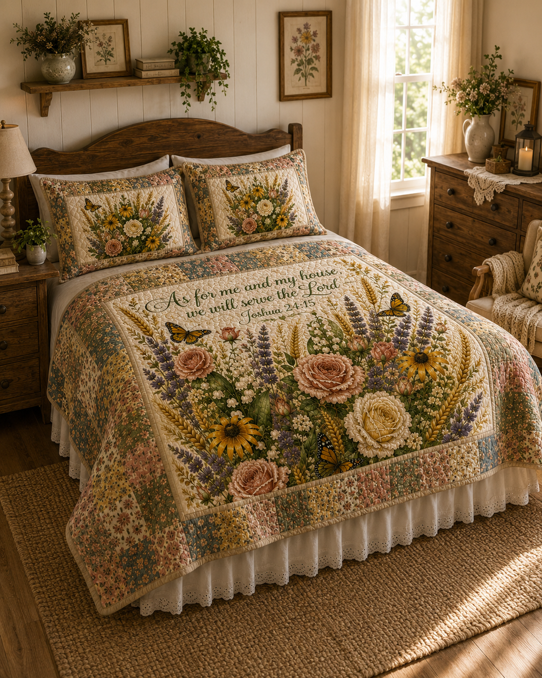 As For Me And My House We Will Serve The Lord Bamboo Quilt Bedding Set