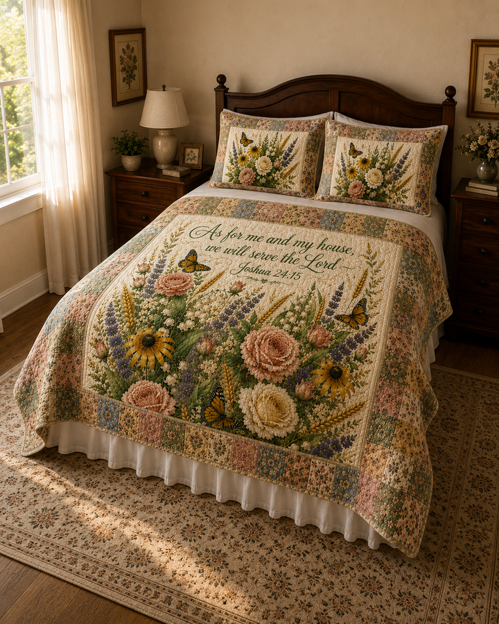 As For Me And My House We Will Serve The Lord Bamboo Quilt Bedding Set