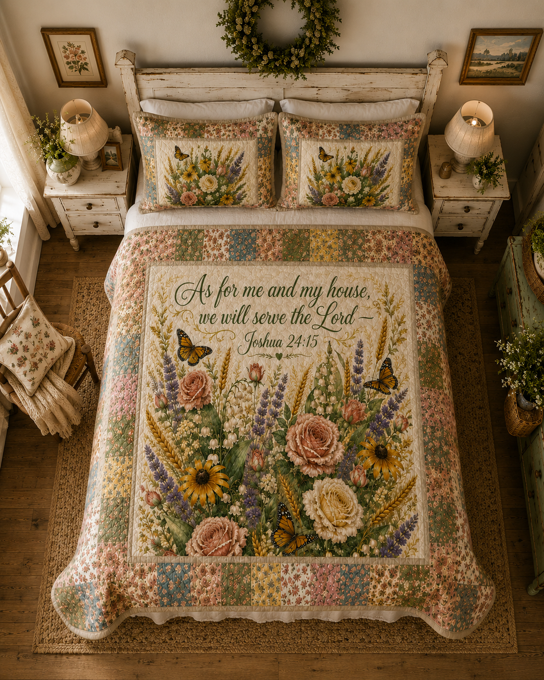 As For Me And My House We Will Serve The Lord Bamboo Quilt Bedding Set