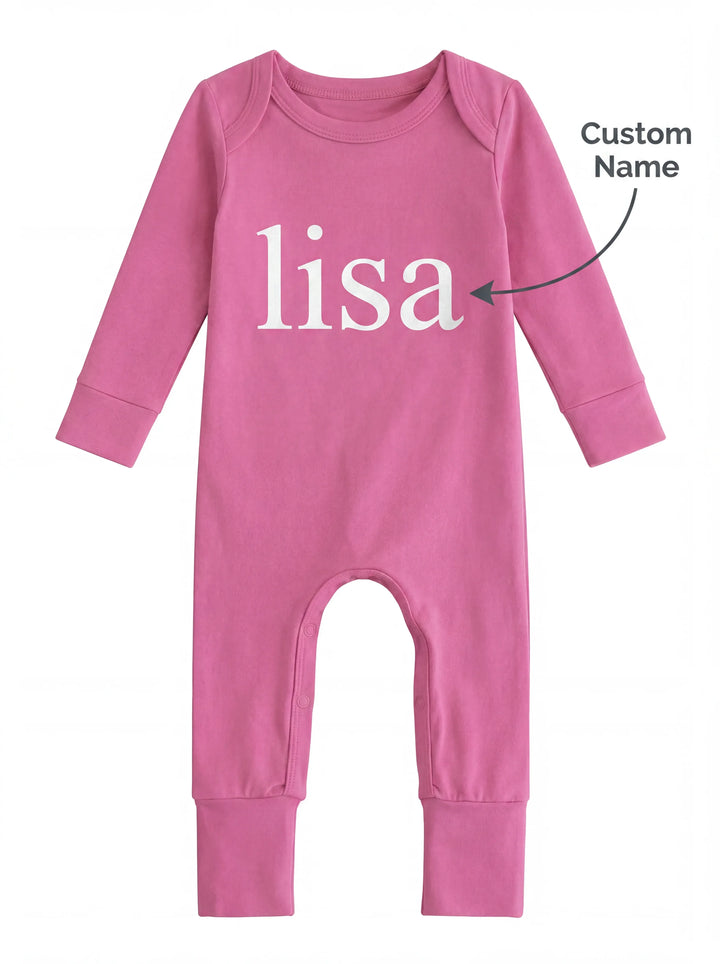 Custom Name Bamboo Full Length Snap Rompers
