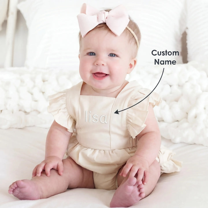 Custom Name Cotton Sleeveless Ruffle Bubble Romper