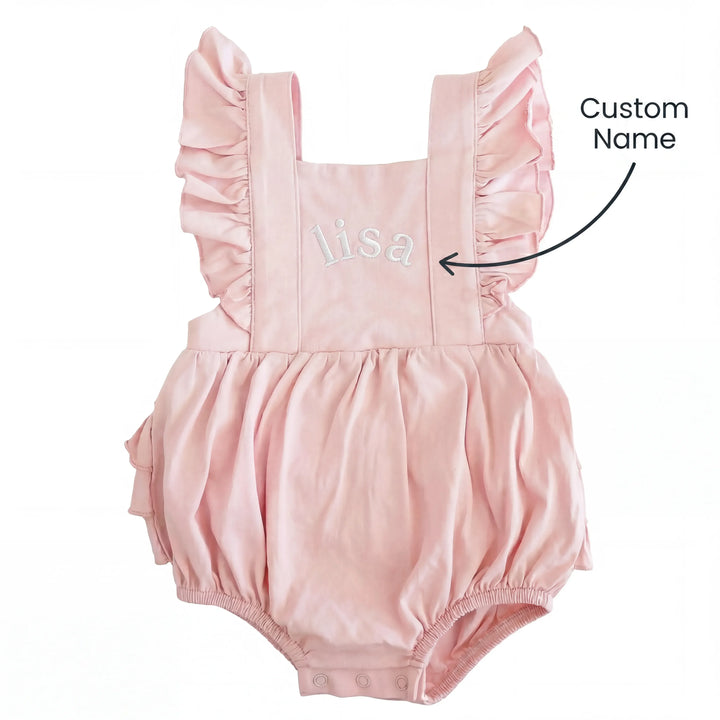 Custom Name Cotton Sleeveless Ruffle Bubble Romper