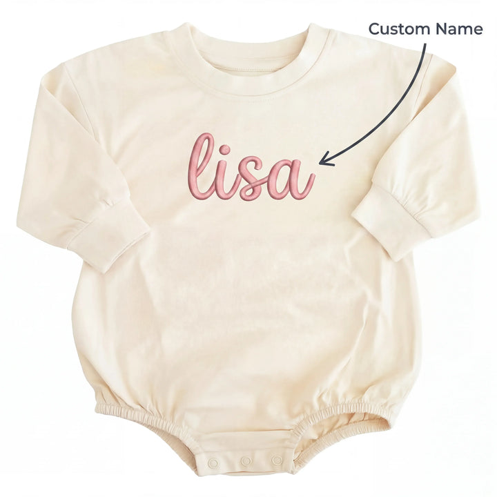 Custom Name Bamboo Long Sleeve Bubble Romper