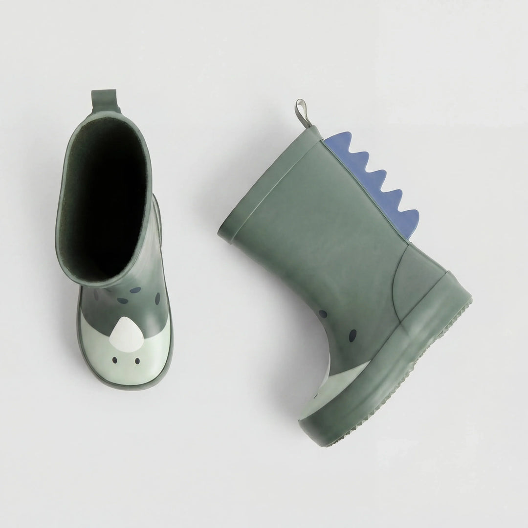 Khaki Green Dino Character Wellies