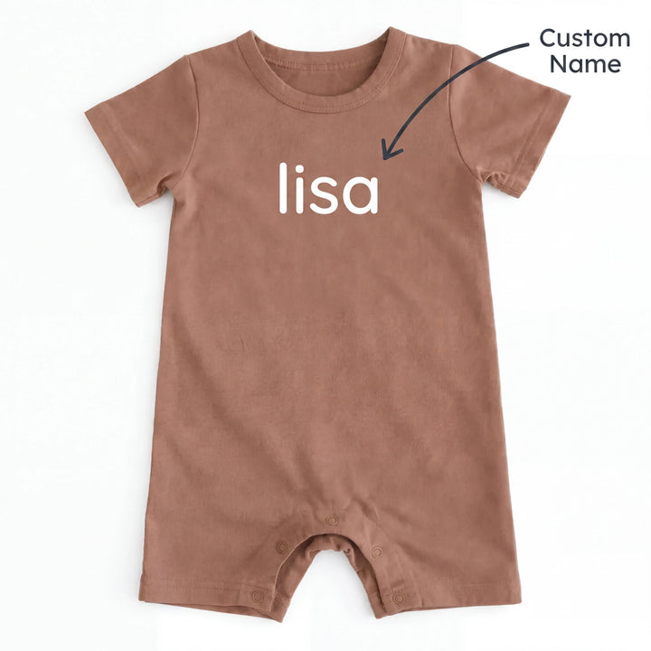 Custom Name Solid Bamboo Short Sleeve Snap Romper