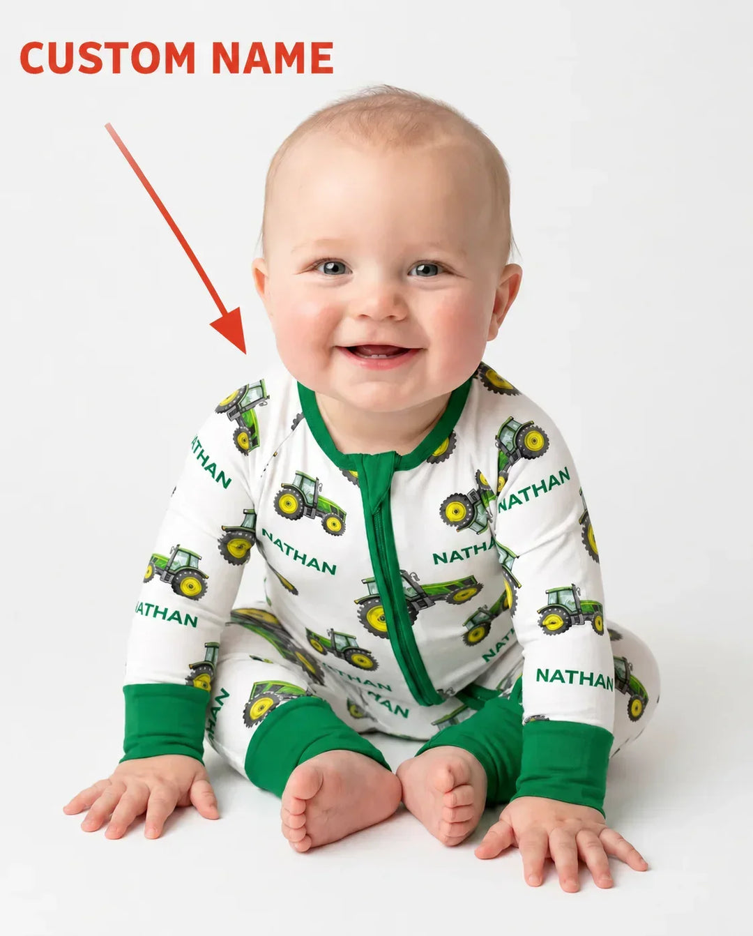 Custom Name Green Tractors Matching Daddy & Me Bamboo Convertible Zippy