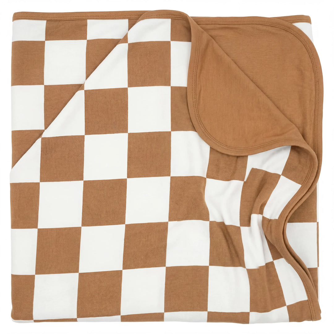 Caramel Checks Bamboo Oversized Cloud Blanket