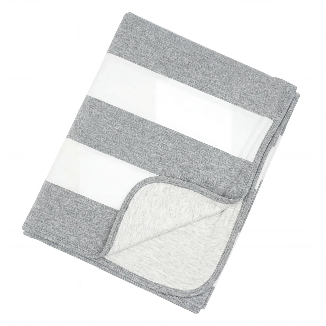 Heather Gray Wide Stripe Bamboo Oversized Cloud Blanket
