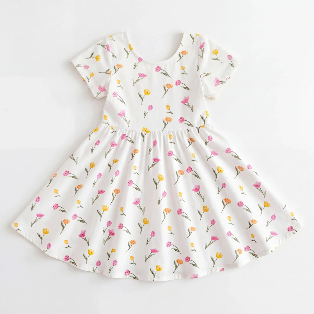 Soft Tulip Floral Spring Garden Bamboo Twirl Dress