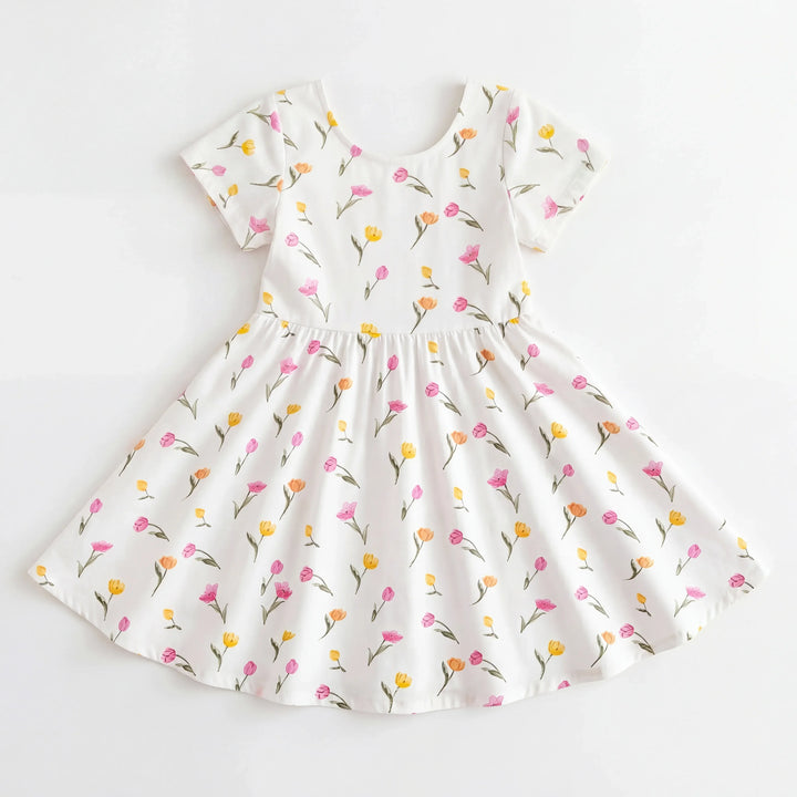 Soft Tulip Floral Spring Garden Bamboo Twirl Dress