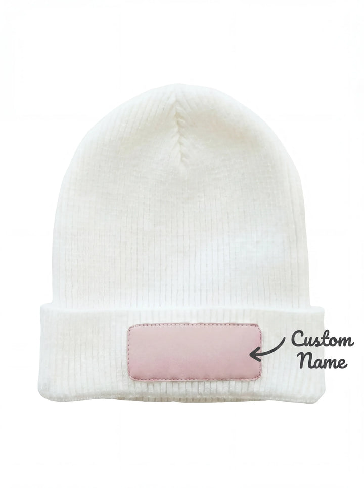 Personalized Leather Patch Beanie