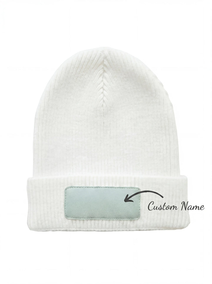 Personalized Leather Patch Beanie