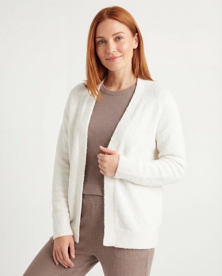Soft White Bamboo Women Lounge Cardigan