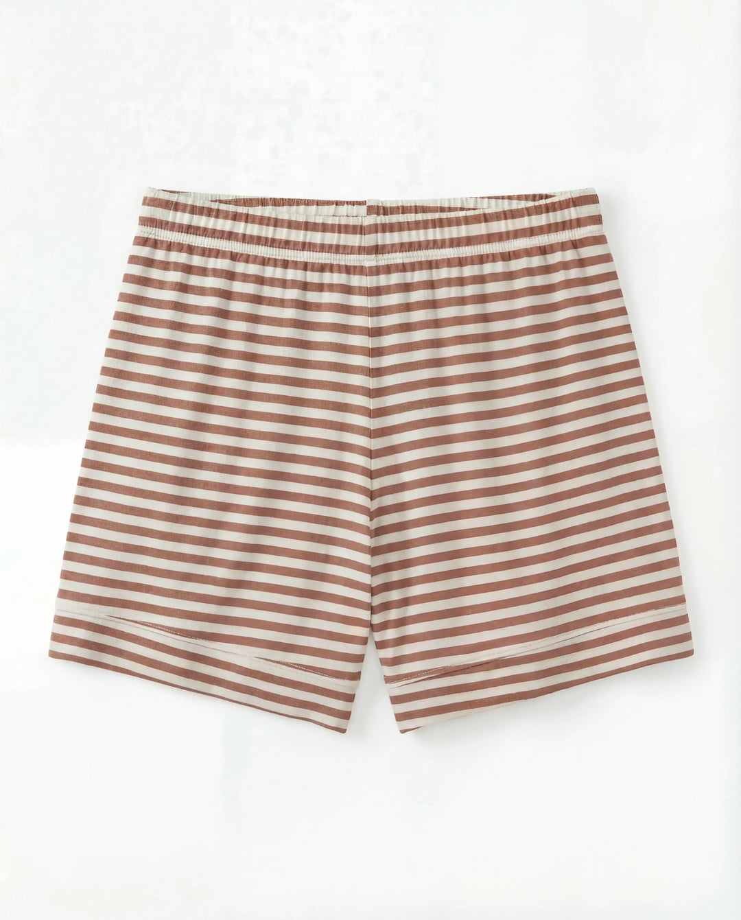 Chestnut Brown Stripe Bamboo Women Short Pajama Set