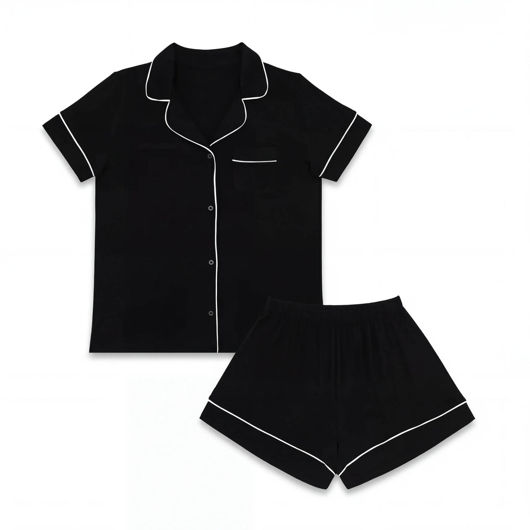 Black Lavender Bamboo Women Short Pajama Set