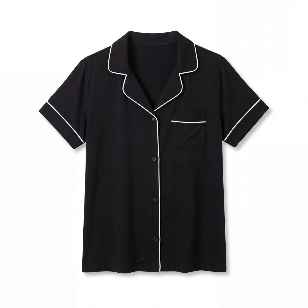 Black Lavender Bamboo Women Short Pajama Set