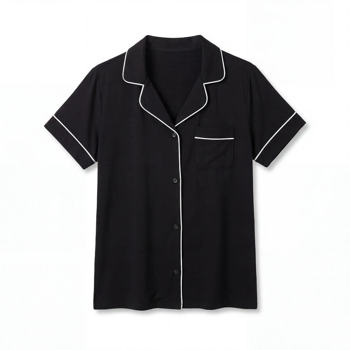 Black Lavender Bamboo Women Short Pajama Set